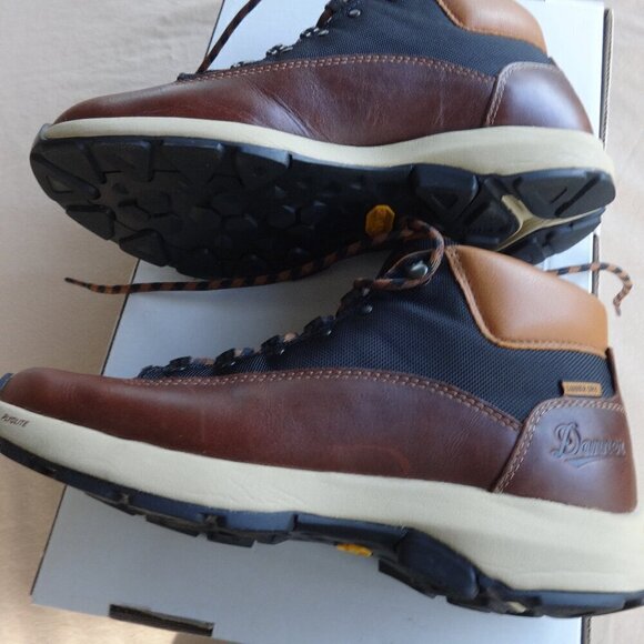Danner men's size 7D, boots, Tortoise Brown leather black fabric, rubber outsole - Picture 11 of 16
